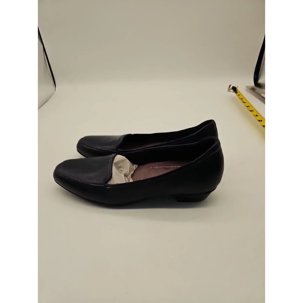 Clarks Timeless Black Leather Lea Slip On Womens Shoe Loafer‎ 8N